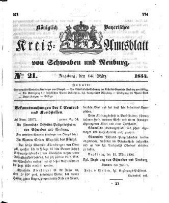 Königlich Bayerisches Kreis-Amtsblatt von Schwaben und Neuburg Dienstag 14. März 1854