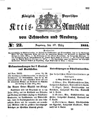 Königlich Bayerisches Kreis-Amtsblatt von Schwaben und Neuburg Freitag 17. März 1854