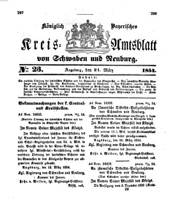 Königlich Bayerisches Kreis-Amtsblatt von Schwaben und Neuburg Dienstag 21. März 1854