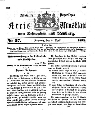 Königlich Bayerisches Kreis-Amtsblatt von Schwaben und Neuburg Dienstag 4. April 1854