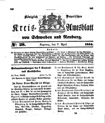 Königlich Bayerisches Kreis-Amtsblatt von Schwaben und Neuburg Freitag 7. April 1854