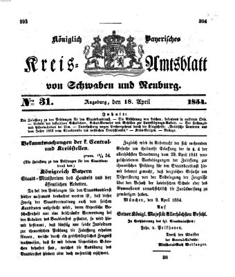 Königlich Bayerisches Kreis-Amtsblatt von Schwaben und Neuburg Dienstag 18. April 1854