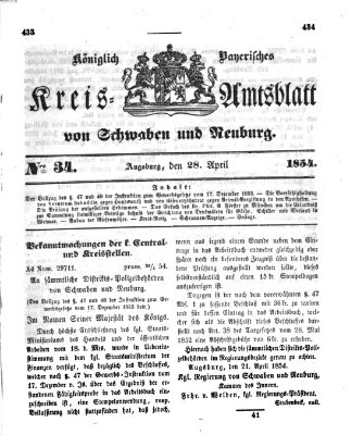 Königlich Bayerisches Kreis-Amtsblatt von Schwaben und Neuburg Freitag 28. April 1854