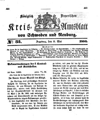 Königlich Bayerisches Kreis-Amtsblatt von Schwaben und Neuburg Dienstag 2. Mai 1854