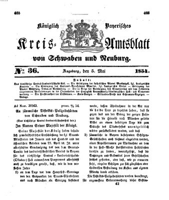 Königlich Bayerisches Kreis-Amtsblatt von Schwaben und Neuburg Freitag 5. Mai 1854