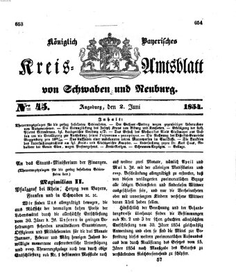 Königlich Bayerisches Kreis-Amtsblatt von Schwaben und Neuburg Freitag 2. Juni 1854