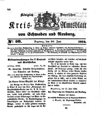 Königlich Bayerisches Kreis-Amtsblatt von Schwaben und Neuburg Dienstag 20. Juni 1854