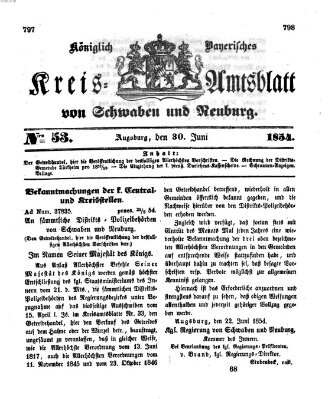 Königlich Bayerisches Kreis-Amtsblatt von Schwaben und Neuburg Freitag 30. Juni 1854