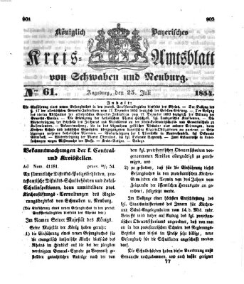 Königlich Bayerisches Kreis-Amtsblatt von Schwaben und Neuburg Dienstag 25. Juli 1854