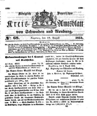 Königlich Bayerisches Kreis-Amtsblatt von Schwaben und Neuburg Freitag 18. August 1854