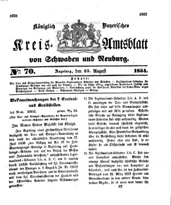 Königlich Bayerisches Kreis-Amtsblatt von Schwaben und Neuburg Freitag 25. August 1854