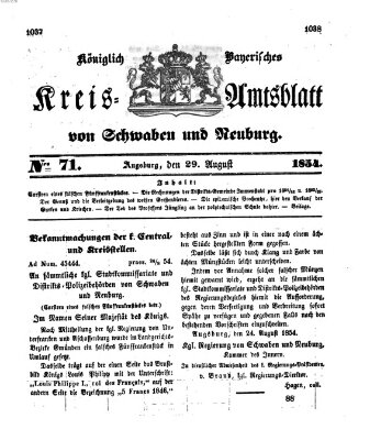 Königlich Bayerisches Kreis-Amtsblatt von Schwaben und Neuburg Dienstag 29. August 1854