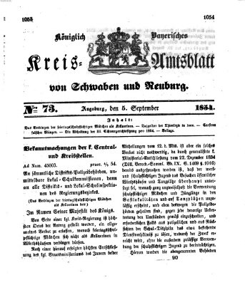 Königlich Bayerisches Kreis-Amtsblatt von Schwaben und Neuburg Dienstag 5. September 1854