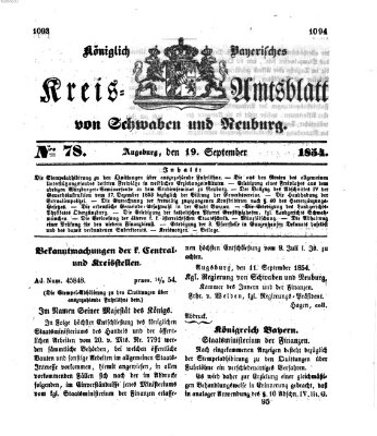 Königlich Bayerisches Kreis-Amtsblatt von Schwaben und Neuburg Dienstag 19. September 1854