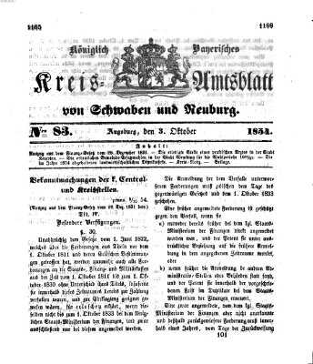 Königlich Bayerisches Kreis-Amtsblatt von Schwaben und Neuburg Dienstag 3. Oktober 1854