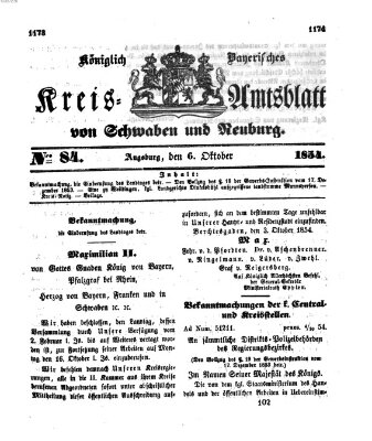 Königlich Bayerisches Kreis-Amtsblatt von Schwaben und Neuburg Freitag 6. Oktober 1854