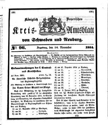 Königlich Bayerisches Kreis-Amtsblatt von Schwaben und Neuburg Dienstag 14. November 1854