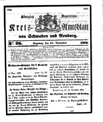 Königlich Bayerisches Kreis-Amtsblatt von Schwaben und Neuburg Dienstag 21. November 1854