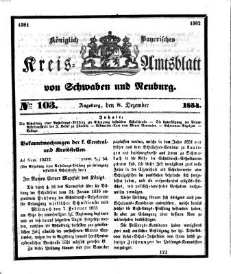 Königlich Bayerisches Kreis-Amtsblatt von Schwaben und Neuburg Freitag 8. Dezember 1854