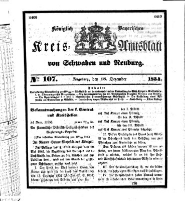 Königlich Bayerisches Kreis-Amtsblatt von Schwaben und Neuburg Montag 18. Dezember 1854