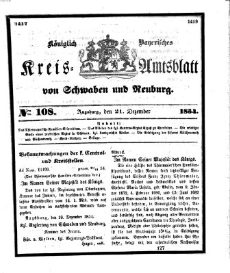 Königlich Bayerisches Kreis-Amtsblatt von Schwaben und Neuburg Donnerstag 21. Dezember 1854