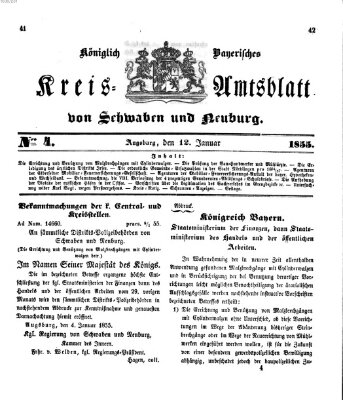 Königlich Bayerisches Kreis-Amtsblatt von Schwaben und Neuburg Freitag 12. Januar 1855