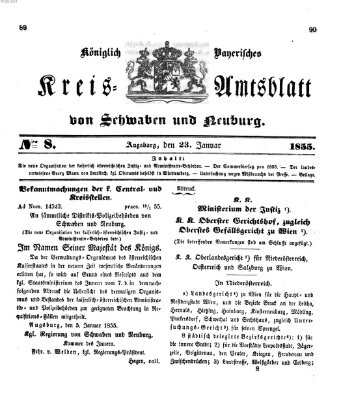 Königlich Bayerisches Kreis-Amtsblatt von Schwaben und Neuburg Dienstag 23. Januar 1855