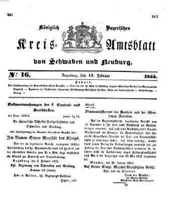 Königlich Bayerisches Kreis-Amtsblatt von Schwaben und Neuburg Dienstag 13. Februar 1855