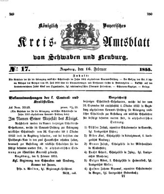 Königlich Bayerisches Kreis-Amtsblatt von Schwaben und Neuburg Freitag 16. Februar 1855