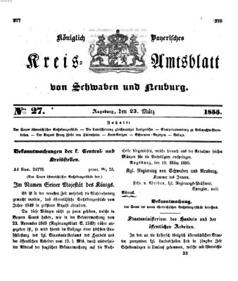 Königlich Bayerisches Kreis-Amtsblatt von Schwaben und Neuburg Freitag 23. März 1855