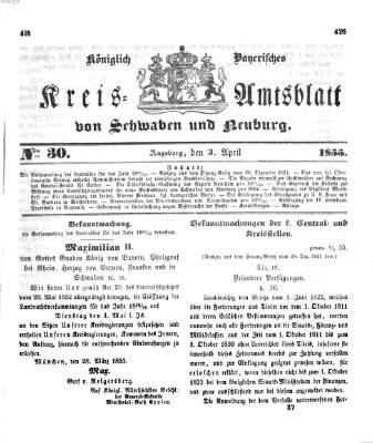 Königlich Bayerisches Kreis-Amtsblatt von Schwaben und Neuburg Dienstag 3. April 1855