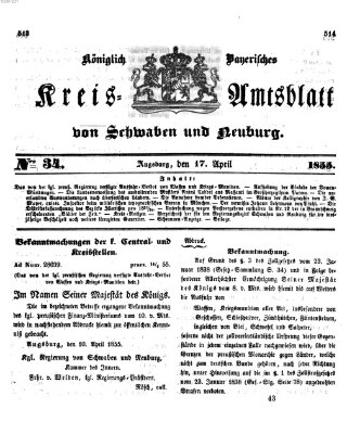 Königlich Bayerisches Kreis-Amtsblatt von Schwaben und Neuburg Dienstag 17. April 1855