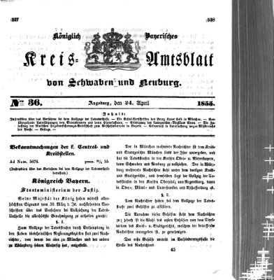 Königlich Bayerisches Kreis-Amtsblatt von Schwaben und Neuburg Dienstag 24. April 1855