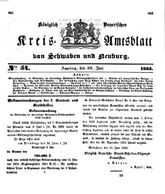 Königlich Bayerisches Kreis-Amtsblatt von Schwaben und Neuburg Freitag 22. Juni 1855