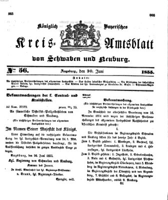 Königlich Bayerisches Kreis-Amtsblatt von Schwaben und Neuburg Samstag 30. Juni 1855