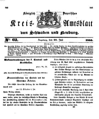 Königlich Bayerisches Kreis-Amtsblatt von Schwaben und Neuburg Freitag 20. Juli 1855