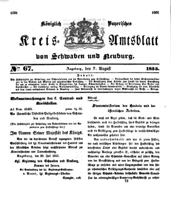 Königlich Bayerisches Kreis-Amtsblatt von Schwaben und Neuburg Dienstag 7. August 1855