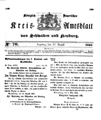 Königlich Bayerisches Kreis-Amtsblatt von Schwaben und Neuburg Freitag 17. August 1855