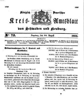 Königlich Bayerisches Kreis-Amtsblatt von Schwaben und Neuburg Freitag 24. August 1855