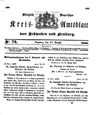 Königlich Bayerisches Kreis-Amtsblatt von Schwaben und Neuburg Freitag 31. August 1855