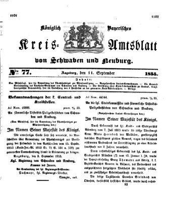 Königlich Bayerisches Kreis-Amtsblatt von Schwaben und Neuburg Dienstag 11. September 1855