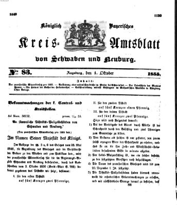 Königlich Bayerisches Kreis-Amtsblatt von Schwaben und Neuburg Montag 1. Oktober 1855