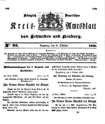 Königlich Bayerisches Kreis-Amtsblatt von Schwaben und Neuburg Freitag 5. Oktober 1855