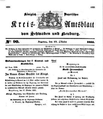 Königlich Bayerisches Kreis-Amtsblatt von Schwaben und Neuburg Dienstag 23. Oktober 1855