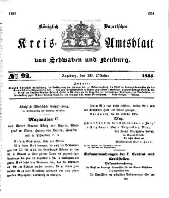 Königlich Bayerisches Kreis-Amtsblatt von Schwaben und Neuburg Dienstag 30. Oktober 1855