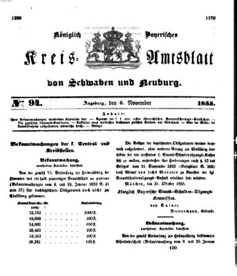 Königlich Bayerisches Kreis-Amtsblatt von Schwaben und Neuburg Dienstag 6. November 1855