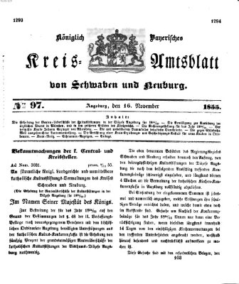 Königlich Bayerisches Kreis-Amtsblatt von Schwaben und Neuburg Freitag 16. November 1855