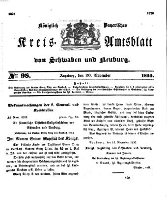 Königlich Bayerisches Kreis-Amtsblatt von Schwaben und Neuburg Dienstag 20. November 1855