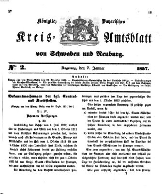 Königlich Bayerisches Kreis-Amtsblatt von Schwaben und Neuburg Mittwoch 7. Januar 1857