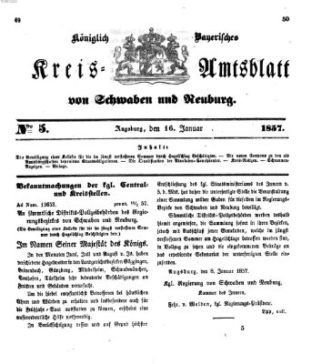 Königlich Bayerisches Kreis-Amtsblatt von Schwaben und Neuburg Freitag 16. Januar 1857